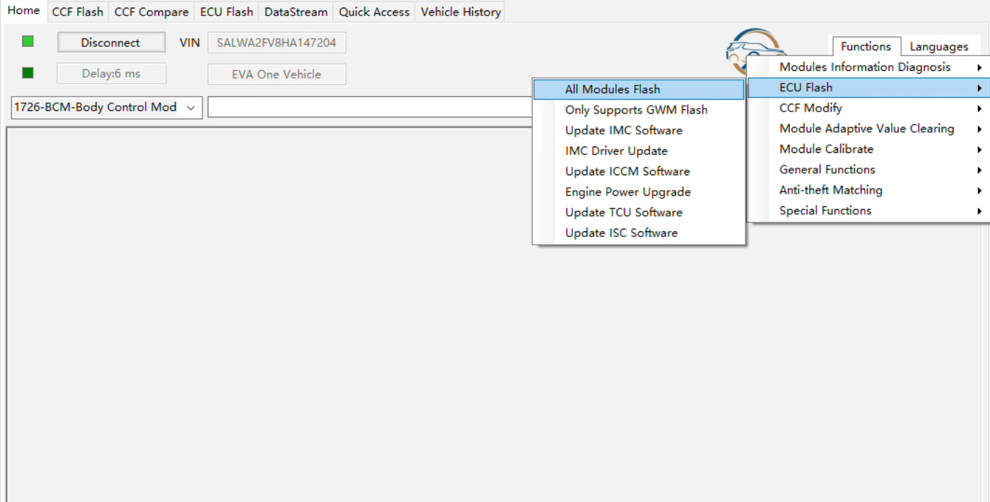 ECU Flash function location